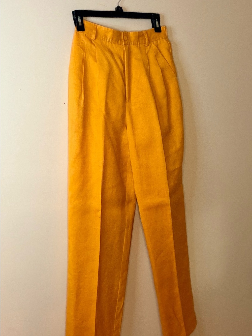 High-Waist Yellow Pleated Trousers